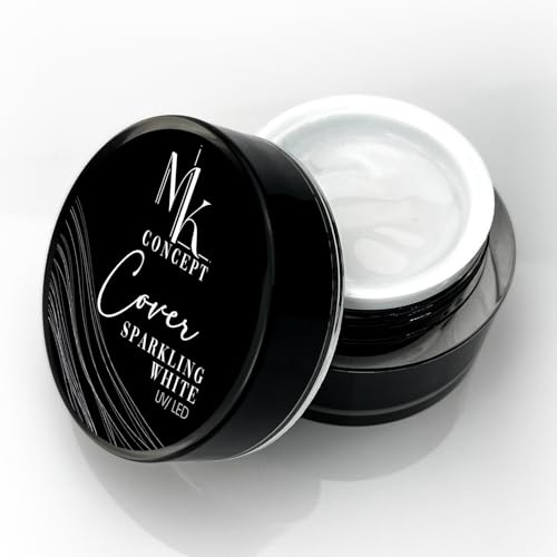 MK Concept Cover Sparkling White Gel, Sparkling Gel Nail Polish, UV/LED Builder Gel - 15 ml von Generisch