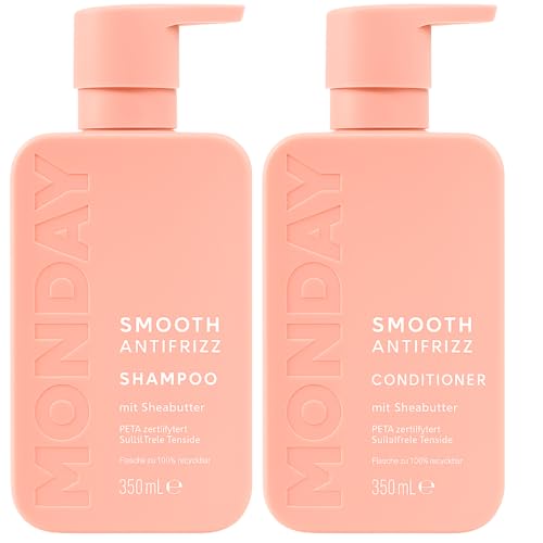 MONDAY Shampoo Smooth Antifrizz, 350 ml + MONDAY Conditioner Smooth Antifrizz, 350 ml + Purlife Sticker von Generisch