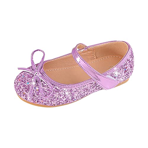 Mädchen Ballerinas Mary Jane Halbschuhe Kinder Mädchen Hochzeit Schuhe Blumenkind Schuhe Pailletten Feine Glitzer Schleife Mädchen Prinzessin Schuhe Karneval Verkleidung (Purple, 28.5 Little Child) von Generisch