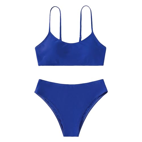 Mädchen Bikini Set 2 Stück Kinder Zweiteilige Badeanzüge Kinder Mädchen Teenager Bikini Spaghettiträgern Bikinioberteil + Triangel Bikinishorts Tankini Sportlich Strandbikinis (Z-BU1, 13-14 Years) von Generisch