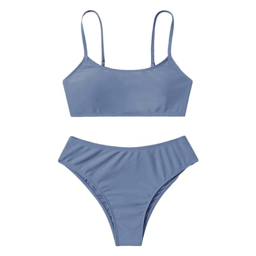 Mädchen Bikini Set 2 Stück Kinder Zweiteilige Badeanzüge Kinder Mädchen Teenager Bikini Spaghettiträgern Bikinioberteil + Triangel Bikinishorts Tankini Sportlich Strandbikinis 8-16 (Z-BU2, 9-11 Years) von Generisch