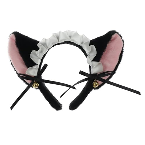 Mädchen-Haarschmuck mit pelzigen Ohren, Spitze, gerüscht, Schleife mit Schleife, Kopfschmuck, Dienstmädchen-Kopfbedeckung, französisches Stirnband Mädchen-Haarschmuck mit pelzigen Ohren, Spitze, gerüscht, Schleife mit Schleife, Kopfschmuck, Dienstmädchen-Kopfbedeckung, französisches Stirnband von Generisch