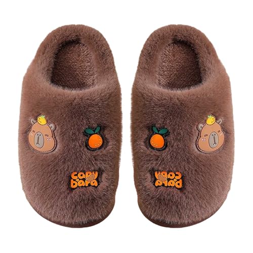 Mädchen Hausschuhe Winter Gemütlich Cartoon Design Kinder Indoor Memory Schaum Fußbett Kleinkinder Mädchen (Brown, 32 Big Kids) von Generisch