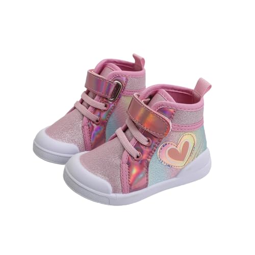 Mädchen High-Top-Sneakers Segeltuch Schuhe für Kleinkinder Bequeme Atmungsaktive rutschfeste Sportschuhe Alltag Freizeit Kinderlaufschuhe Leichte Treter (Red, 22.5 Toddler) von Generisch