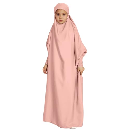 Mädchen Hijab Abaya Muslimische Kleid Long Khimar Full Cover and Rock Zweiteiliges Set Einfarbig Dubai Islamische Türkisches Katfan Muslimische Robe Mädchen Hijab Abaya Muslimische Kleid Long Khimar Full Cover and Rock Zweiteiliges Set Einfarbig Dubai Islamische Türkisches Katfan Muslimische Robe von Generisch