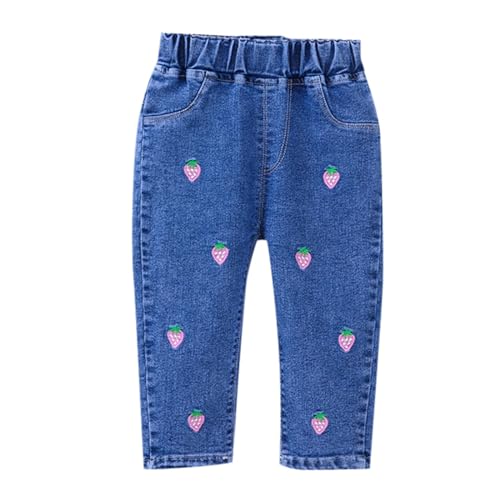 Mädchen Jeans Mädchenhose Denim Hose Kinder Jeans Mädchen Weich Bequem Elastische Taille Spielen Freizeit Mode Qualität (3-4 Years) von Generisch
