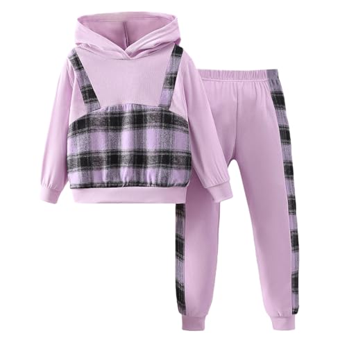 Mädchen Jogginganzug Zweitilers - Hoodie Mit Hosen Sets Sport Freizeit Mode Kinder Sportkleidung SüßEr Mädchenanzug Mit Schleife Kind Party Bekleidungsset Hip Hop Outfit von Generisch