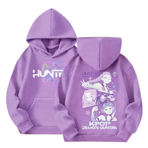 Mädchen K-pop D𝘦𝘮𝘰𝘯 H𝘶𝘯𝘵𝘦𝘳𝘴 Kapuzenpullover Hoodie Reißverschluss Langarm Einfarbig Sportlich Locker Sweatjacke Teenager Oversize Kapuzenjacke Kleidung Lange Ärmel Sweatshirt 11 Jahre von Generisch