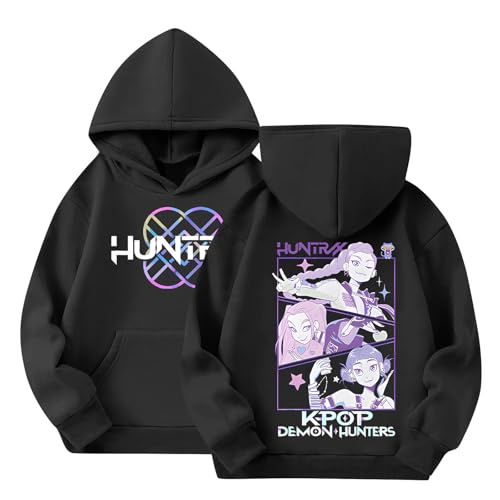Mädchen K-pop D𝘦𝘮𝘰𝘯 H𝘶𝘯𝘵𝘦𝘳𝘴 Kapuzenpullover Hoodie Reißverschluss Langarm Einfarbig Sportlich Locker Sweatjacke Teenager Oversize Kapuzenjacke Kleidung Lange Ärmel Sweatshirt 11 Jahre von Generisch