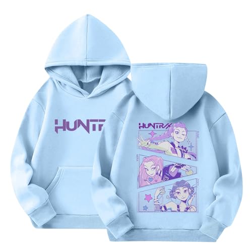 Mädchen K-pop D𝘦𝘮𝘰𝘯 H𝘶𝘯𝘵𝘦𝘳𝘴 Kapuzenpullover Hoodie Reißverschluss Langarm Einfarbig Sportlich Locker Sweatjacke Teenager Oversize Kapuzenjacke Kleidung Lange Ärmel Sweatshirt 11 Jahre von Generisch