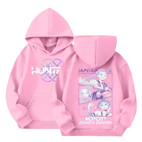 Mädchen K-pop D𝘦𝘮𝘰𝘯 H𝘶𝘯𝘵𝘦𝘳𝘴 Kapuzenpullover Hoodie Reißverschluss Langarm Einfarbig Sportlich Locker Sweatjacke Teenager Oversize Kapuzenjacke Kleidung Lange Ärmel Sweatshirt 13 Jahre von Generisch