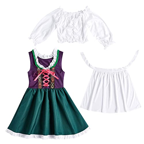 Mädchen Kleinkind Oktoberfest Baumwolle Kurzarm Trachtenbluse Prinzessin Kleid Outfits Kleidung Halloween Kleid 3 teiliges Set Dirndl Kleid mit Trachtenbluse Schürze Dirndl Mädchen (Green, 3-4 Years) von Generisch