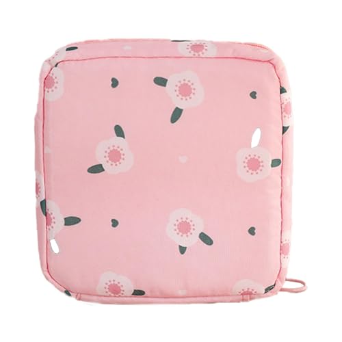 Mädchen Periodenbeutel, wasserdichte Beuteltasche für Damen, Damenbinden, reisefreundlich, vielseitig einsetzbar für weibliche Pflege für Reisen, Geschäftsreisen, Arbeit, rosa blume, Refer to von Generisch