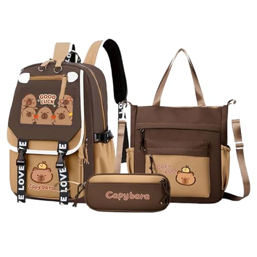 Mädchen-Rucksäcke für die Schule – niedlicher Capybara-Rucksack, Kindertasche für Taschentücher, Regenschirme, Bücher, Lehrbücher, Wasserbecher, Schreibwaren, Stift, B, Refer to Description von Generisch
