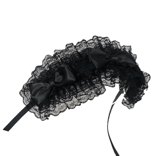 Mädchen Rüschen Band Kopfbedeckung Schleifen Spitzenbesatz Cosplay Stirnbänder Dienstmädchen Volant Rosette Ornamente von Generisch