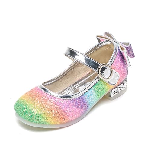 Mädchen Sandalen High Heels mit Glitzer Kristallen Regenbogen Gummisohlen für Kleinkinder Kinder bequeme elegante Sommerschuhe (Light Gray, 33.5 Big Kids) von Generisch