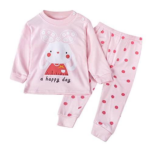 Mädchen Schlafanzug Set Pyjama Unisex Kinder Zweiteilig Schlafanzug Frottee Kinderkleidung für Mädchen, Kleinkind, Cartoon-Druck, Langarm, Nachtwäsche-Sets Baby Junge Outfit Set von Generisch