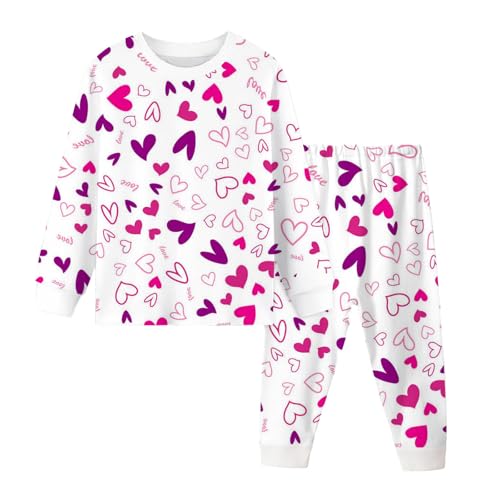 Mädchen Schlafanzug Set Pyjama Unisex Kinder Zweiteilig Schlafanzug Frottee Kinderkleidung für Mädchen, Kleinkind, Cartoon-Druck, Langarm, Nachtwäsche-Sets Baby Junge Outfit Set von Generisch