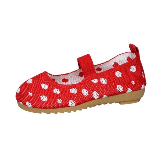 Mädchen-Sneaker Kinder atmungsaktive Mesh Freizeitschuhe bequemes Design leichte Alltagsschuhe mit Punktemuster für Mädchen von 3 bis 11 Jahren (Red, 33.5 Big Kids) von Generisch