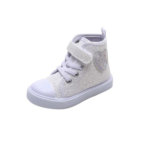 Mädchen-Sneaker Segeltuch Freizeitschuhe für Kleinkinder rutschfeste leichte Alltagsschuhe mit stylischen Details bequem atmungsaktiv (White, 26 Toddler) von Generisch