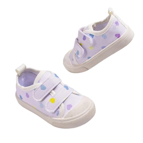 Mädchen-Sneaker für Kleinkinder Leichte Canvas-Laufschuhe mit Weicher Sohle Doppelter Klettverschluss Bequeme Freizeitschuhe für Mädchen von 1 bis 45 Jahren (Purple, 24 Toddler) von Generisch
