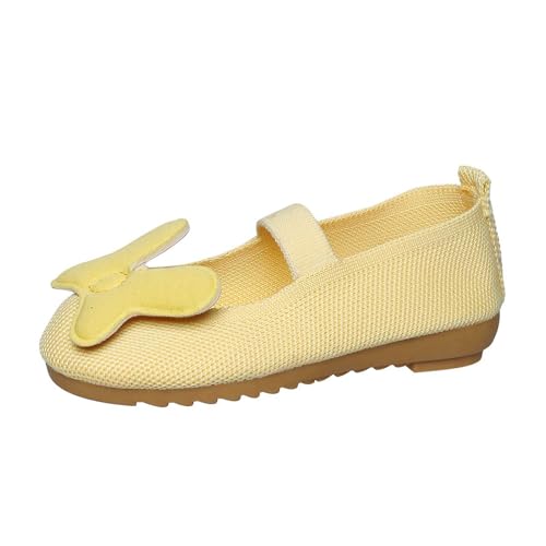 Mädchen-Sneaker für Kleinkinder atmungsaktive Mesh-Freizeitschuhe mit Schleifendesign Bequeme Leichtlaufschuhe für den täglichen Gebrauch von 3 bis 11 Jahren (Yellow, 33.5 Big Kids) von Generisch