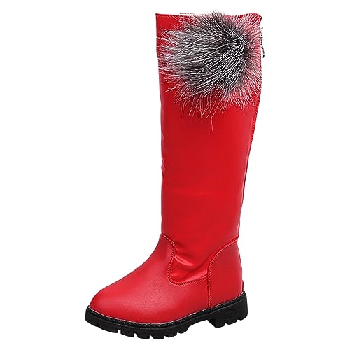 Mädchen Stiefel Flache Elegant Winterstiefel Bequeme Rutschfest Reitstiefel Weiche Sohle Langschaft Boots Leder Mode Herbststiefel Kniehohe Klassische Lederstiefel Schnürstiefel von Generisch