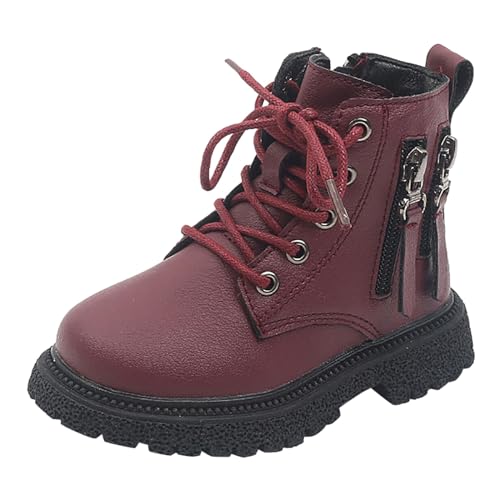 Mädchen-Stiefel Mädchen Schneestiefel Herbst und Winter Fashion Schnürstiefel Winterstiefel Prinzessinnenstiefel Gummistiefel Schwarz Elegante Stiefel Anti Rutsch Niedrige Absätze für Babys Kinder von Generisch