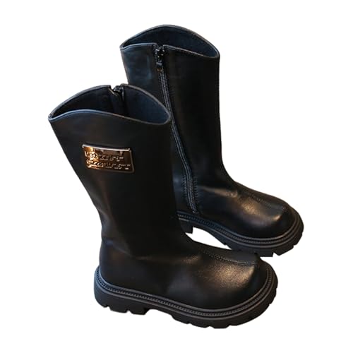 Mädchen Stiefel für Kleinkinder - Overknees mit Glitzerperlenkette Modische Kurze Gummireitstiefel Große Kinder Lederstiefel Winterschuhe Westernstiefel Stiefeletten (Black, 31 Little Child) von Generisch