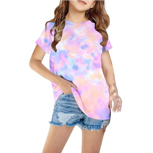 Mädchen Tie-Dye T-Shirt Batik Tops Sommer Bluse Tunika Schön Kurzarm Baumwolle Shirt Regular Kinder Klamotten Rundhals Sportshirt Sport Leichtgewicht Kleidung Blitzangebote des Tages Lila, 9 Jahre Mädchen Tie-Dye T-Shirt Batik Tops Sommer Bluse Tunika Schön Kurzarm Baumwolle Shirt Regular Kinder Klamotten Rundhals Sportshirt Sport Leichtgewicht Kleidung Blitzangebote des Tages Lila, 9 Jahre von Generisch