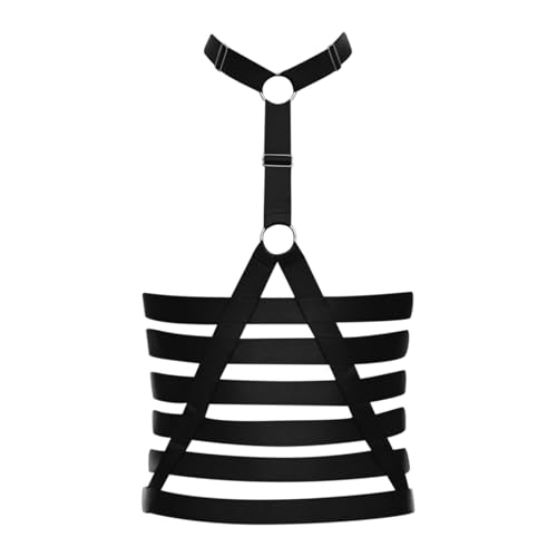 Männer Einstellbare Schnalle Körper Brust Strumpfgürtel Cosplay Nachtclub Sexy Punk Brust Gürtel Clubwear Herren Transparent String (Black, One Size) von Generisch
