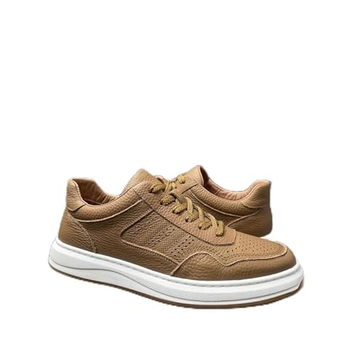 Männer Lederschuhe Echtes Leder Freizeitschuhe Mode Kleine weiße Schuhe Männer Schuhe (Braun,36) von Generisch