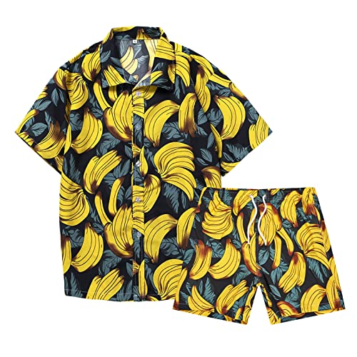Männer Modische Zwei Stück Set Herren Freizeit Leicht Sommer Short Ärmeln Oberteil Anzüge Atmungsaktiv Täglich Lockere Freizeitanzug Boho Stil Strand Shorts Bedruck Kurzarm Jogginganzug (Yellow, XXL) Männer Modische Zwei Stück Set Herren Freizeit Leicht Sommer Short Ärmeln Oberteil Anzüge Atmungsaktiv Täglich Lockere Freizeitanzug Boho Stil Strand Shorts Bedruck Kurzarm Jogginganzug (Yellow, XXL) von Generisch