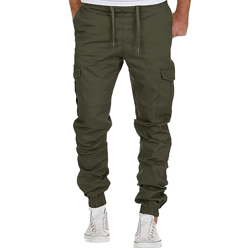 Männer Stretch Cargo Hose Freizeithose Leichte Fitness Jogginghose Wanderhose mit Taschen lodenhose Herren und Jagd Herren Cargohose lang XXL Herren Hose Gummibund von Generisch