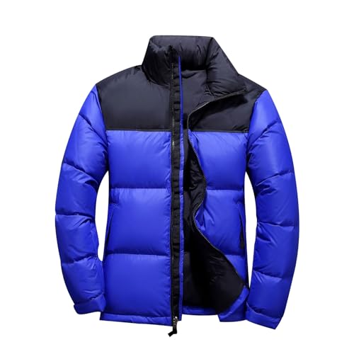 Generisch Männer Warme Daunenjacken - Outdoor Puffer Coat Durchgehendem Reißverschluss Steppweste Herren Fleecefutter mit Kapuze Wattierte Hoodie Jacke Loose Winterjacke von Generisch