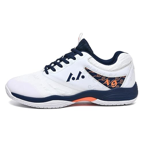 MännerBadminton Männer und Frauen Genuine Atmungsschutz Sportschuhe Teenager Studenten Professionelle Tennisschuhe (Weiß dunkelblau 35-46,37) von Generisch
