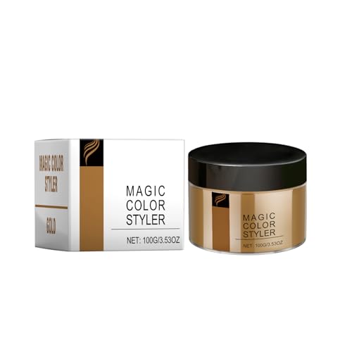 Magic Color Styler, Magic Color Hair Dye, Temporäre Haarfarbe Wachs für Männer Frauen, Tint Conditioning Haarmaske, Natürliche Haarcreme Zum Fantastische Haarfarbe und Abdeckung (Gold, 100g) von Generisch