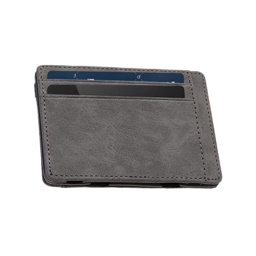 Magic Money Wallet | Schlanke Ledergeldbörse | Minimalistischer Kartenhalter | Karten und Bargeld Organizer, Geld für Männer Frauen | Langlebige, schlanke Tasche Organizer Tasche, grau, Refer to von Generisch