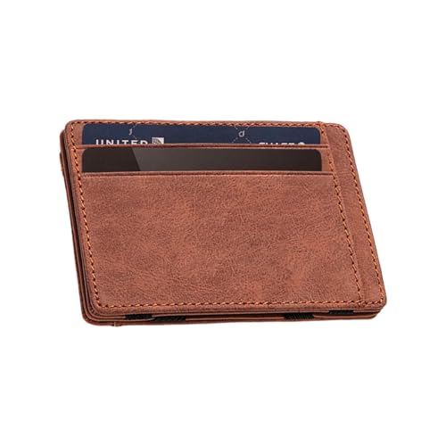 Magic Wallet | PU Leder Minimalistische Geldbörse mit magischer Geldklammer & Kartenhaltern – Münzgeldbörse, Geldbörse, Karten und Bargeld Organizer für Herren, coffee, Refer to description, Unisex von Generisch