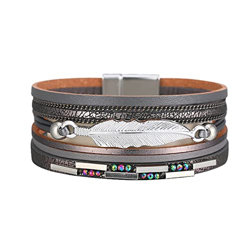 Magnet Verschluss Armband Bunt Geflochten Multi Layered Leder Armband Clip On Ohrringe Creolen, Einheitsgröße, PU-Leder und Legierung, Kein edelstein Magnet Verschluss Armband Bunt Geflochten Multi Layered Leder Armband Clip On Ohrringe Creolen, Einheitsgröße, PU-Leder und Legierung, Kein edelstein von Generisch