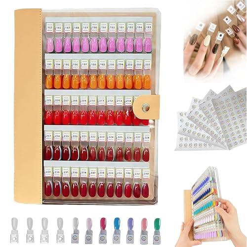 Magnetic Nail Swatches Book, 120/180/240 Nail Color Display Book, Magnet Blank Nail Organizer Storage, with Transparent Nails, Nail Art Salon Design Display Booklet for Manicurist (Brown,240 colors) von Generisch