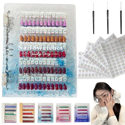 Magnetic Nail Swatches Book, Nail Color Display Book, Magnet Blank Nail Organizer Storage, with Transparent Nails, 120/180/240 Nail Art Salon Design Display Booklet for Manicurist (Blue,120Pc) von Generisch