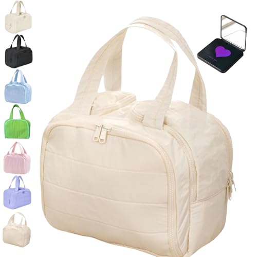 Maisonginza Toiletry Bag – 4-in-1 Large Capacity Travel Cosmetic Organizer for Women, Waterproof Makeup Bag with Handle, Wide-Open Design for Toiletries and Accessories(Yellow) von Generisch