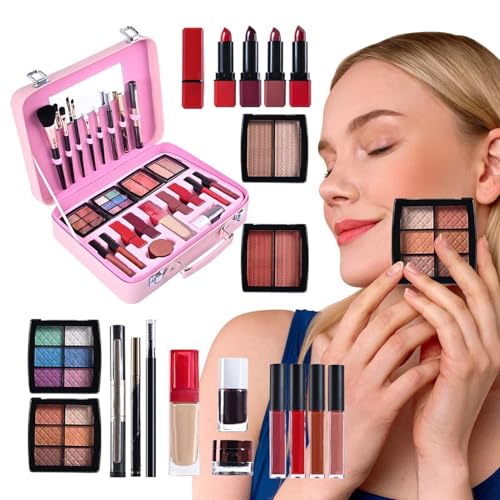 Make up Kit für Frauen Full Kit | Große Kapazität Kosmetikset mit wiederverwendbarem Koffer Make Up Kit | Langlebige Make-up-Paletten Wasserdicht Dress-Up Zubehör für Reisen von Generisch