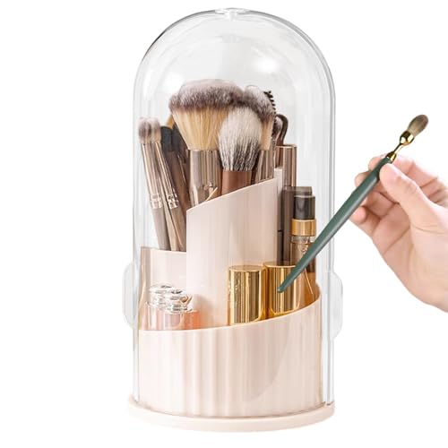 Make-up Pinsel Organizer - Pinselhalter Kosmetik Aufbewahrungsbox | Rotierende Behälter mit Deckel, Staubdicht für Kosmetik und Pinsel Große Kapazität für Vanity, Schützendes Design hält Pinsel sauber von Generisch