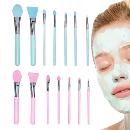 Make -up -Pinsel Silikon, Silikon -Make -up -Pinsel,Lidschatten -Applikatoren Set von 14 | Schönheit weiches Gesichtsschlamm auftragen, haarloser Körperlotion und Butterpinsel von Generisch
