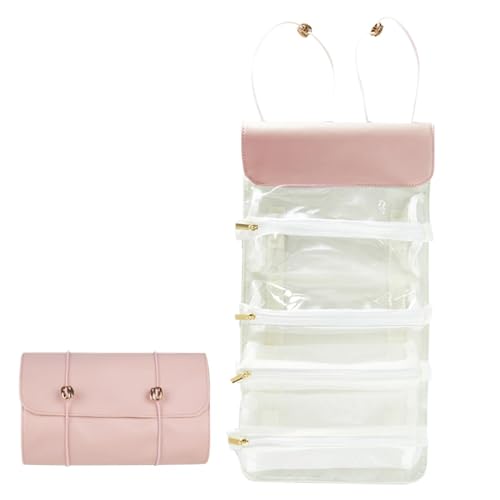 Make-up-Pinseltasche | Aufrollbare Reise-Make-up-Pinseltasche – 4-in-1-Kosmetiktasche, faltbar, aufrollbare Make-up-Aufbewahrung für Damen und Herren, rose, Refer to description, Unisex von Generisch