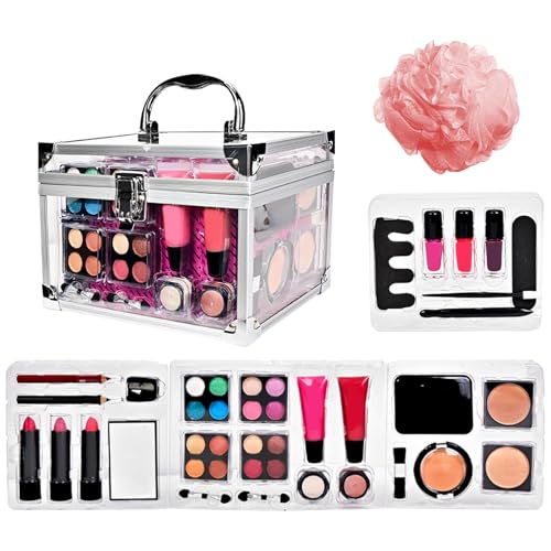 Make-up-Set für Anfänger, komplettes Make-up-Set für Damen, 15,7 x 21 cm, professionelle Beauty-Tools mit Kosmetiktasche, Gesichts-Make-up-Zubehör für Anfänger und den täglichen Gebrauch von Generisch