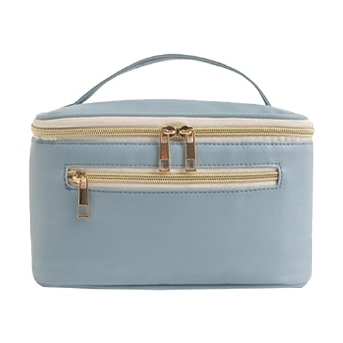 Make-up-Tasche aus Leder – Make-up-Organizer-Tasche, wasserdichte Kulturbeutel, PU-Leder, Kosmetik-Reisetasche, Hautpflege, tragbare Kosmetik-Organizer-Tasche mit Griff, Make-up-Organizer für Damen von Generisch