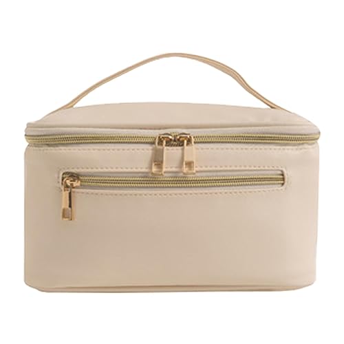 Make-up-Tasche aus Leder – Make-up-Organizer-Tasche, wasserdichte Kulturbeutel, PU-Leder, Kosmetik-Reisetasche, Hautpflege, tragbare Kosmetik-Organizer-Tasche mit Griff, Make-up-Organizer für Damen von Generisch